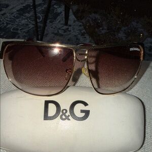 D&G Gold Frame Sunglasses with Brown Tint made in Italy